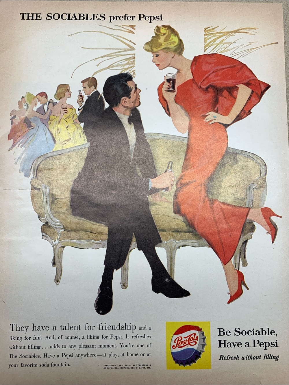 Vintage Pepsi Featuring Woman in Red Dress from Look Magazine March 1, 1960